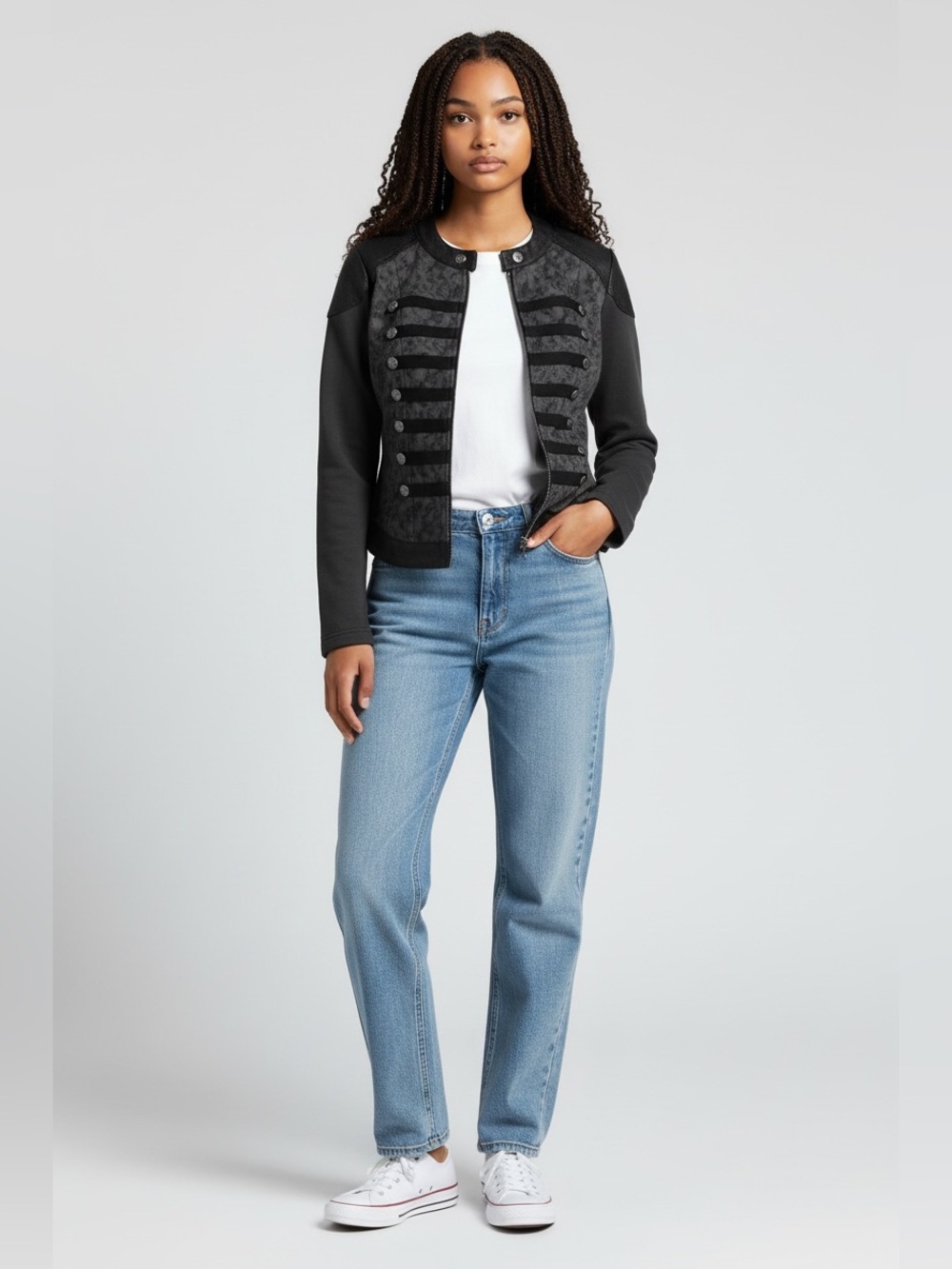 Harley-Davidson Black Military-Style Knit Jacket - Women